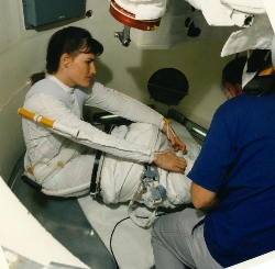 Test Subject in Shuttle Airlock Simulator