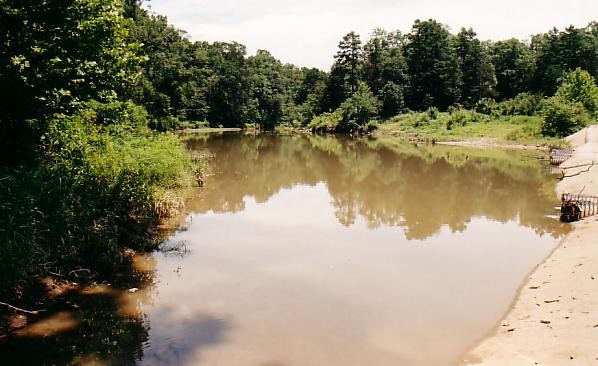 Upstream of low water bridge.