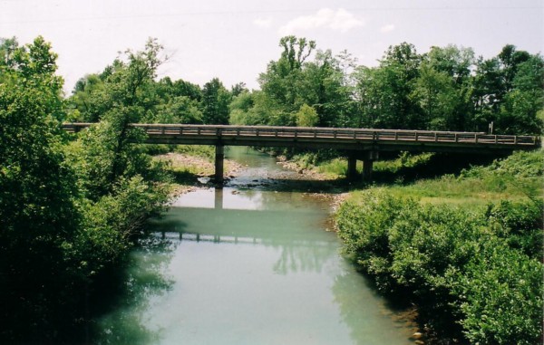 Current Highway 71 bridge and downstream.